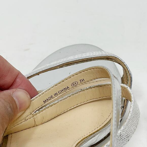Nina New York Womens 6.5 Silver Canton Strappy Sling Back Open Toe Heels Evening - Picture 8 of 13